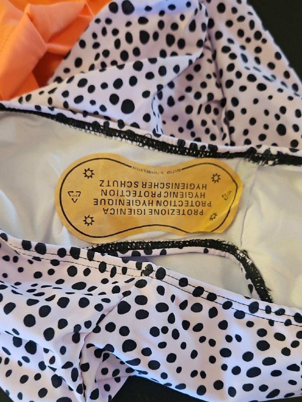 Unbranded Peach Top & Lilac Spot High-Waist Bottom - Picture 4 of 5